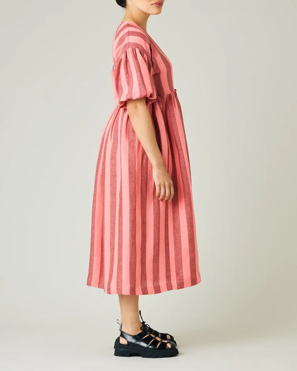 BLUSH STRIPE LINEN DRESS