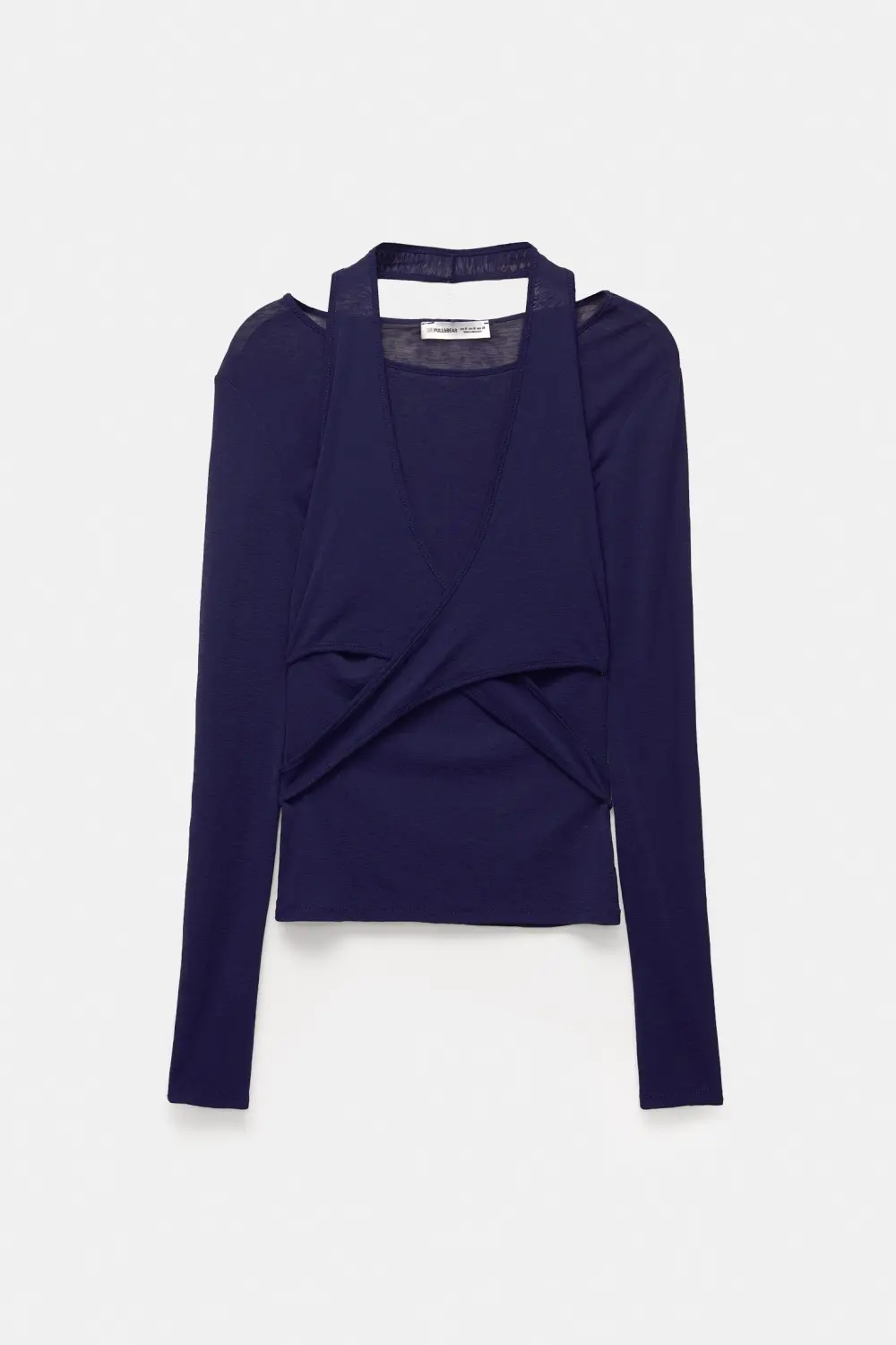 Double-layer top with crossover neckline
