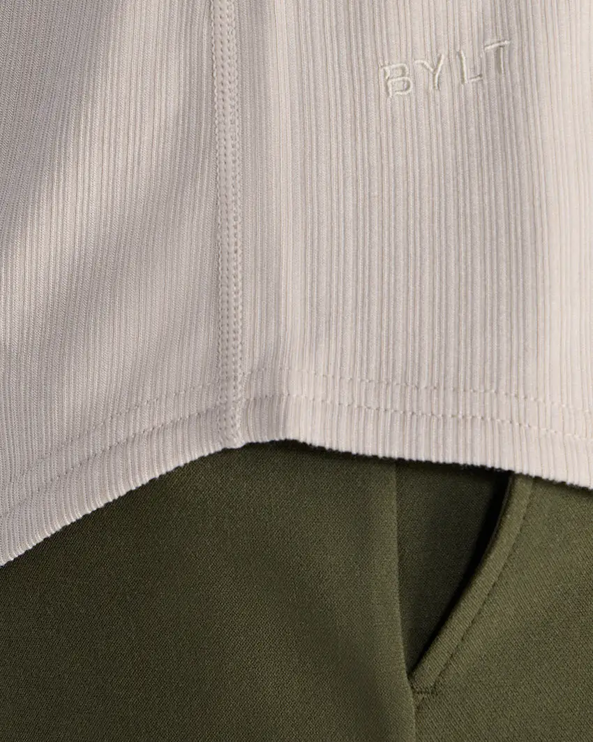 Ribbed Short Sleeve Drop-Cut