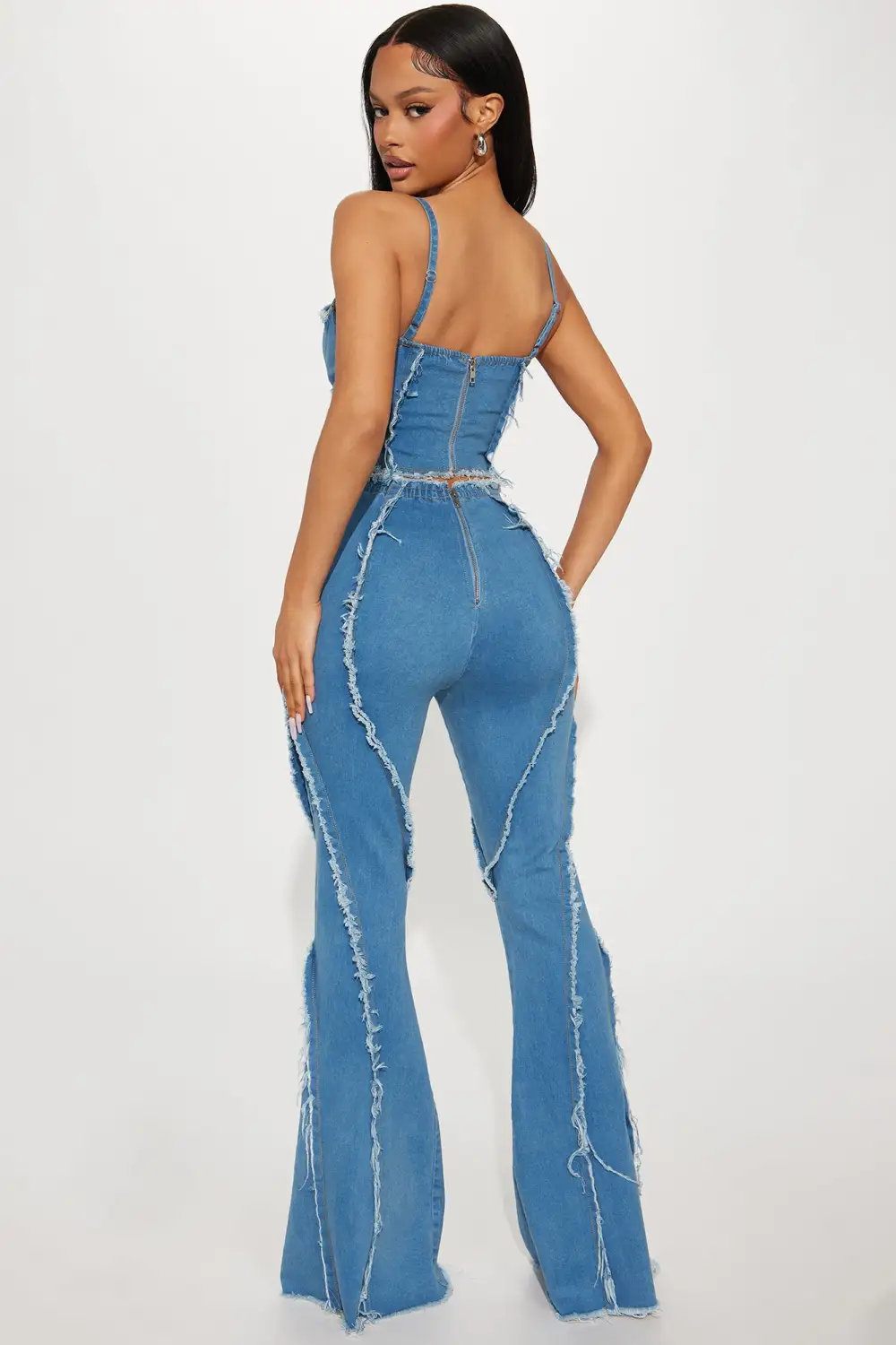 Guilt Trip Distressed Denim Pant Set - Medium Wash