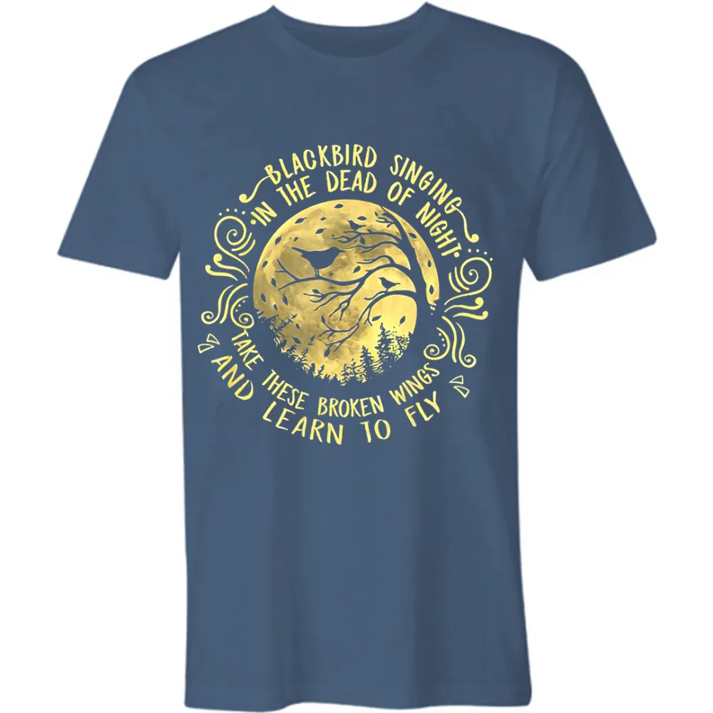 Men's Blackbird Singing In The Dead Of Night Printed T-shirt