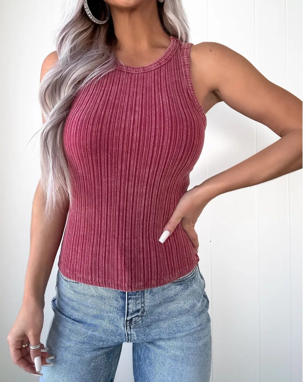 Ribbed Tank - Burgundy