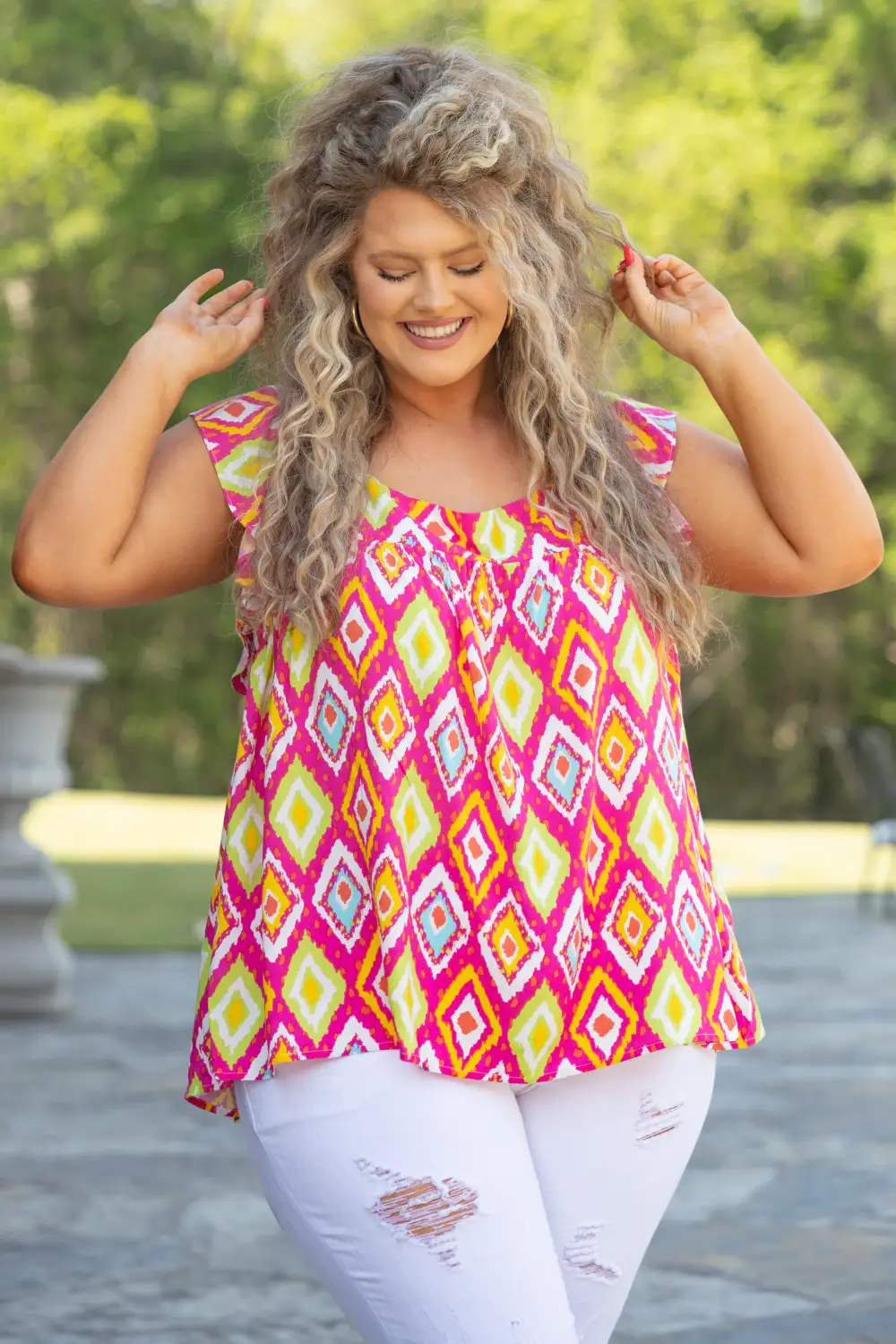 Visions In My Eyes Top, Hot Pink