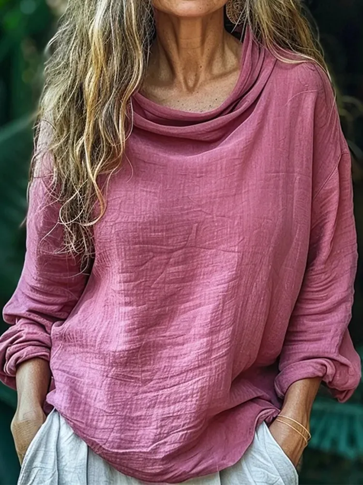 Vintage Bohemian Style Linen Long Sleeve Shirt