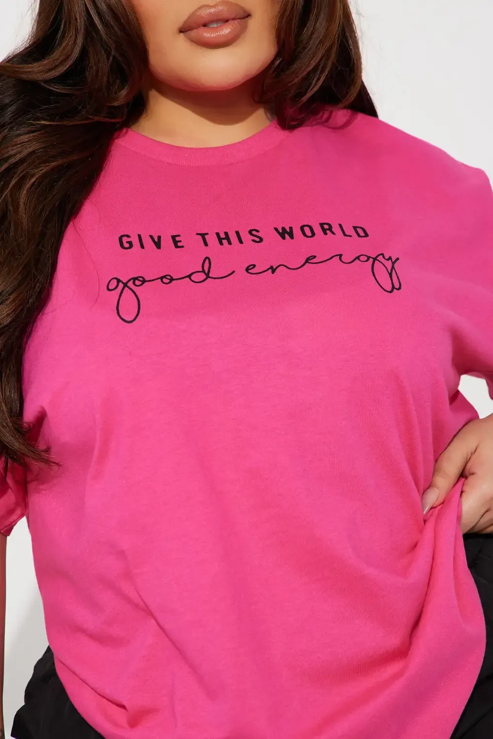 Give This World Good Energy Short Sleeve Top - Pink