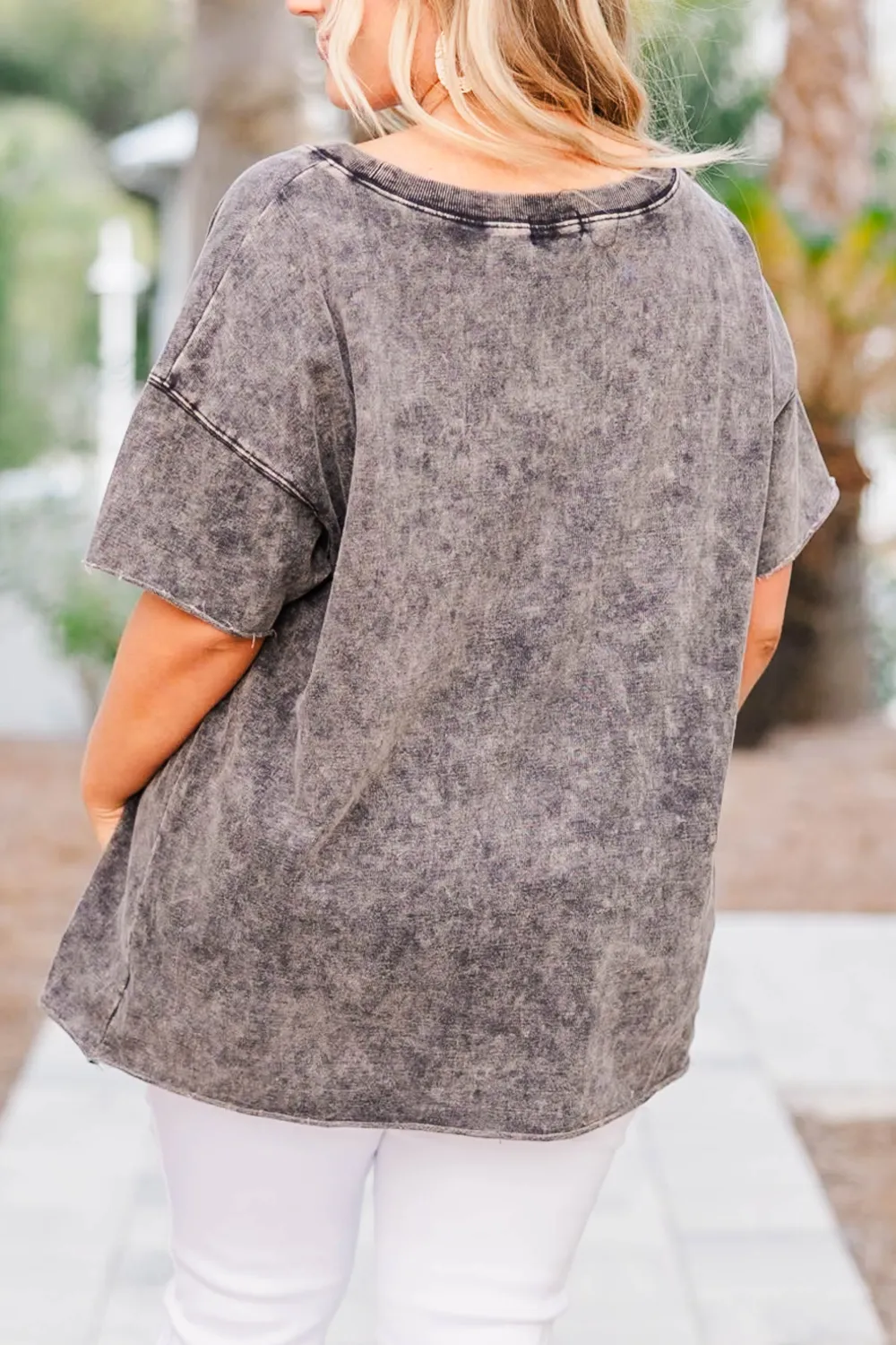 Malibu Surf Club Distressed Boyfriend Tee, Ash Black