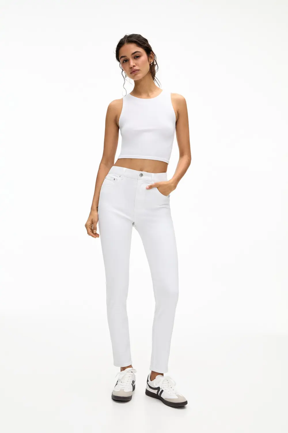 Jeans skinny tiro alto