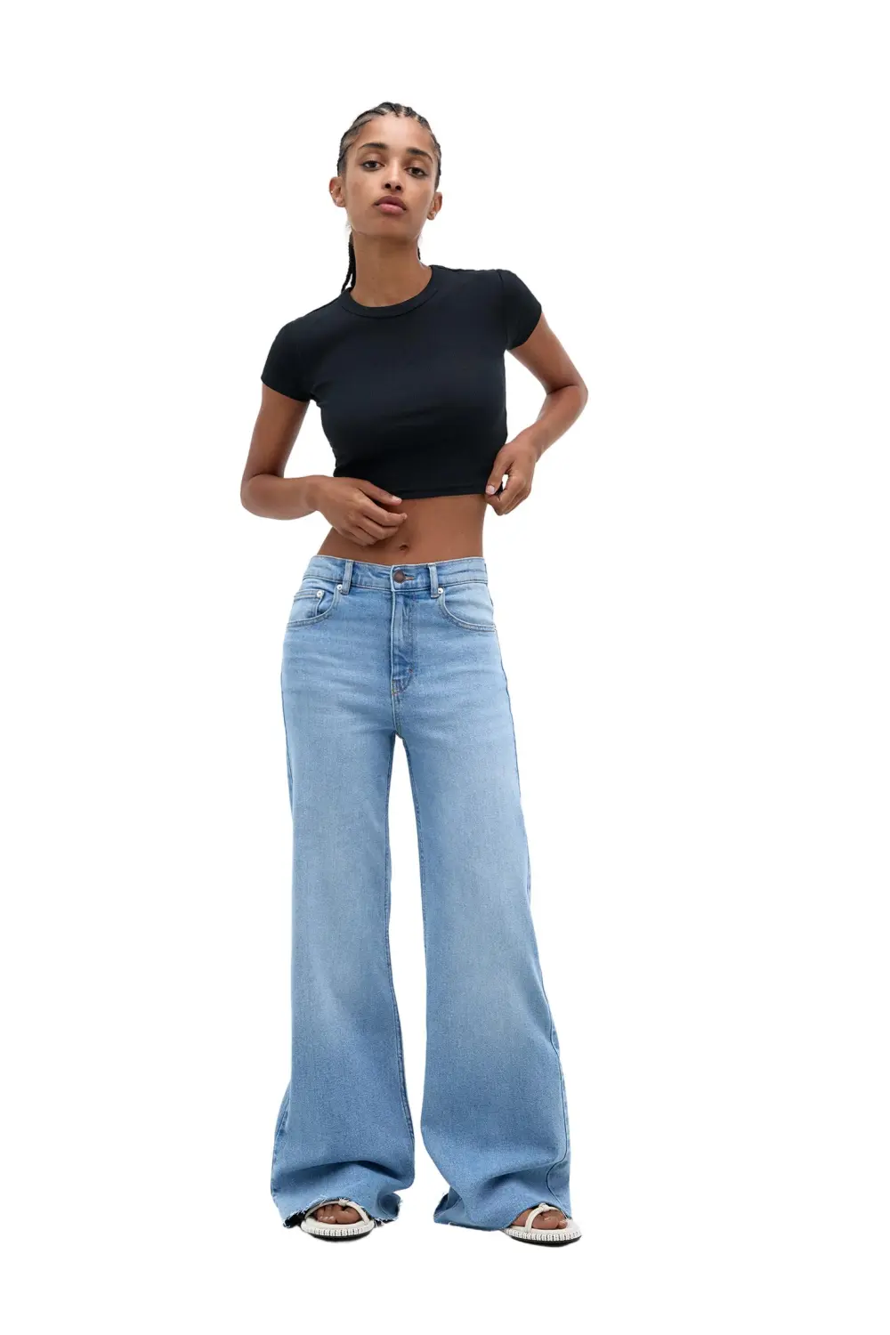 Camiseta cropped canalé