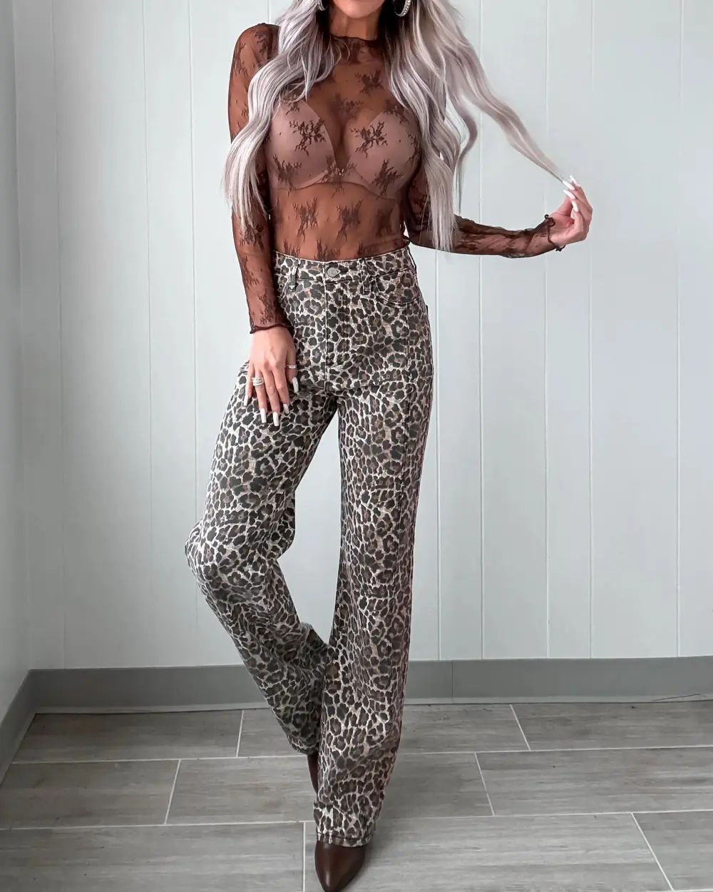 Front Seam Jeans - Leopard