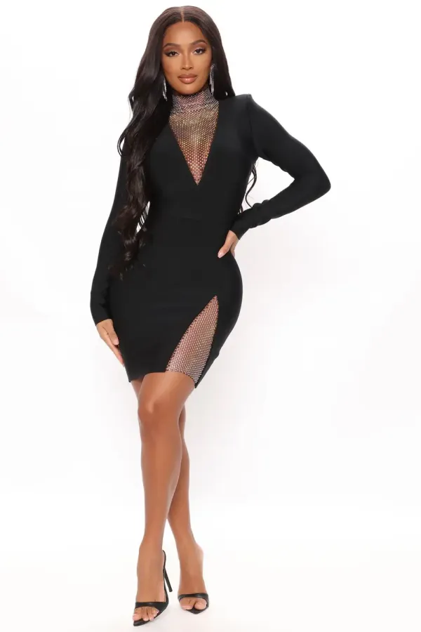 Beginning To Wonder Bandage Mini Dress - Black
