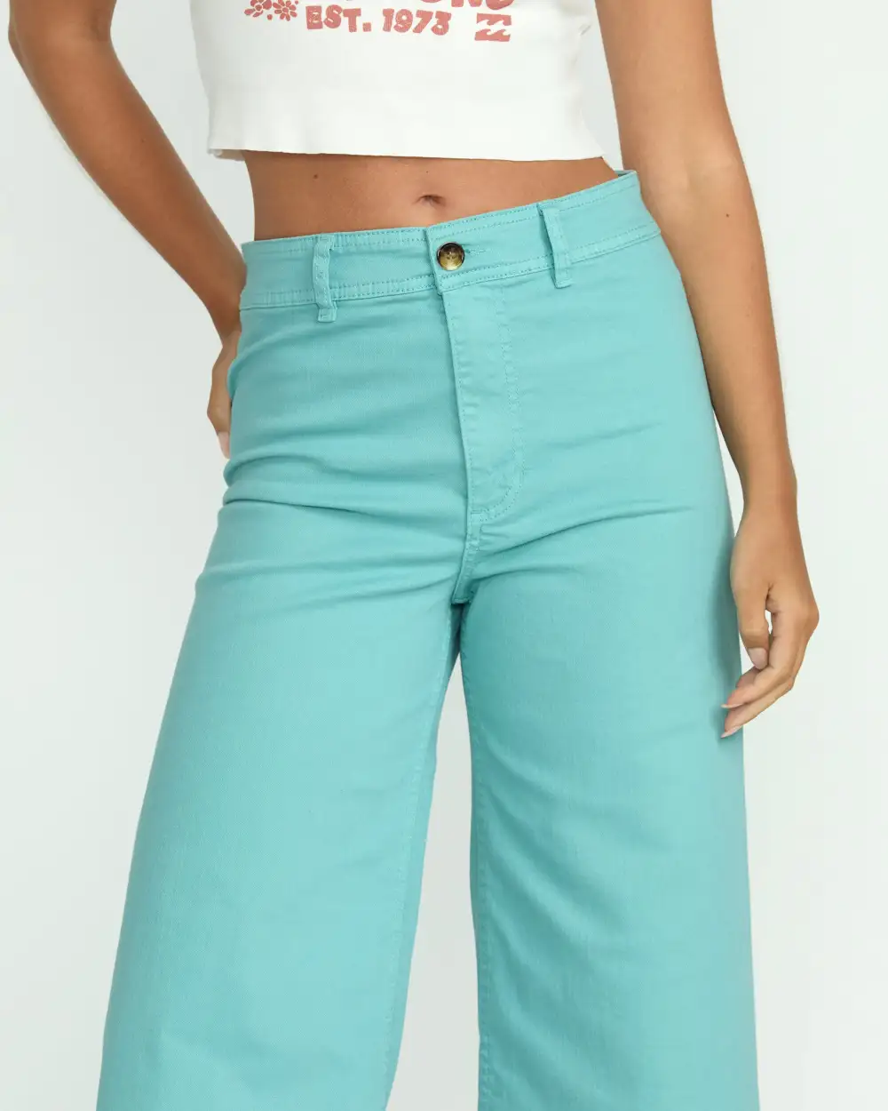 Free Fall High-Waist Pants - Misty Blue