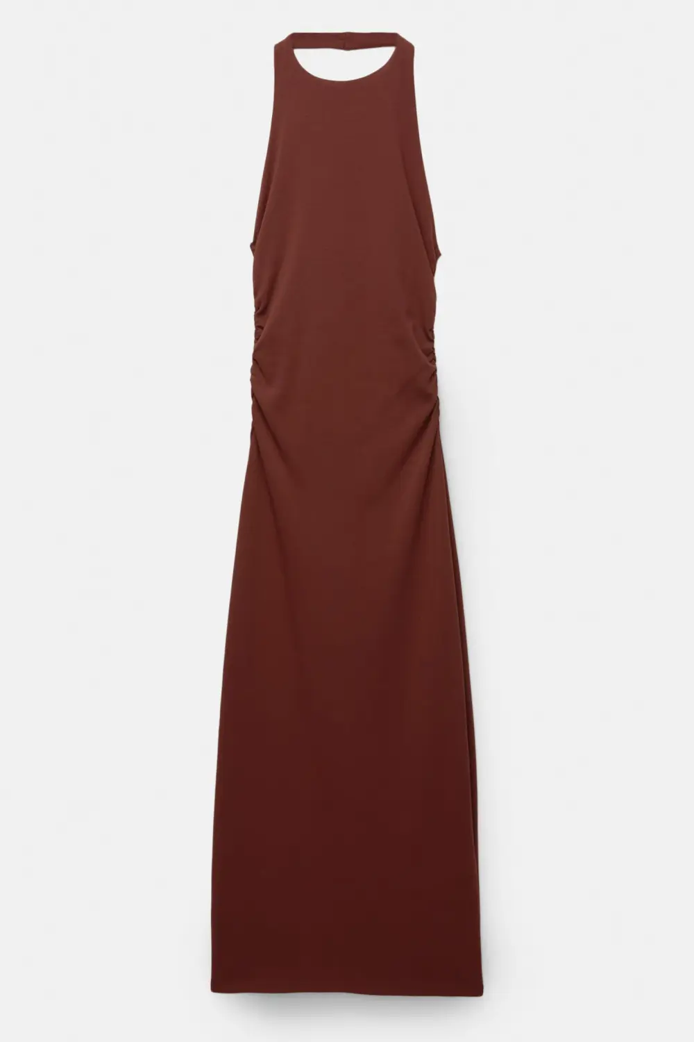 Vestido midi halter frunces