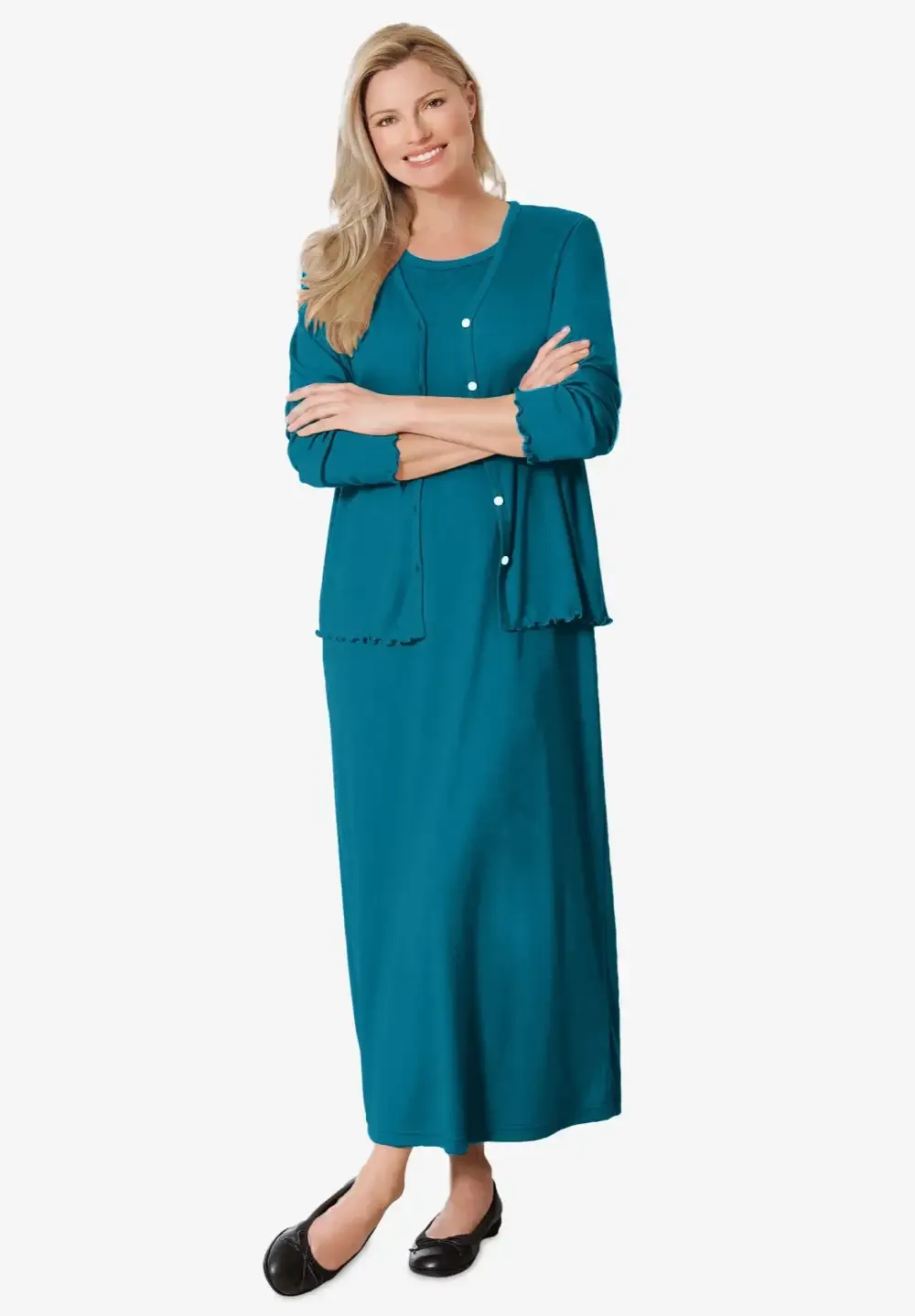 Lettuce Trim Knit Jacket Dress