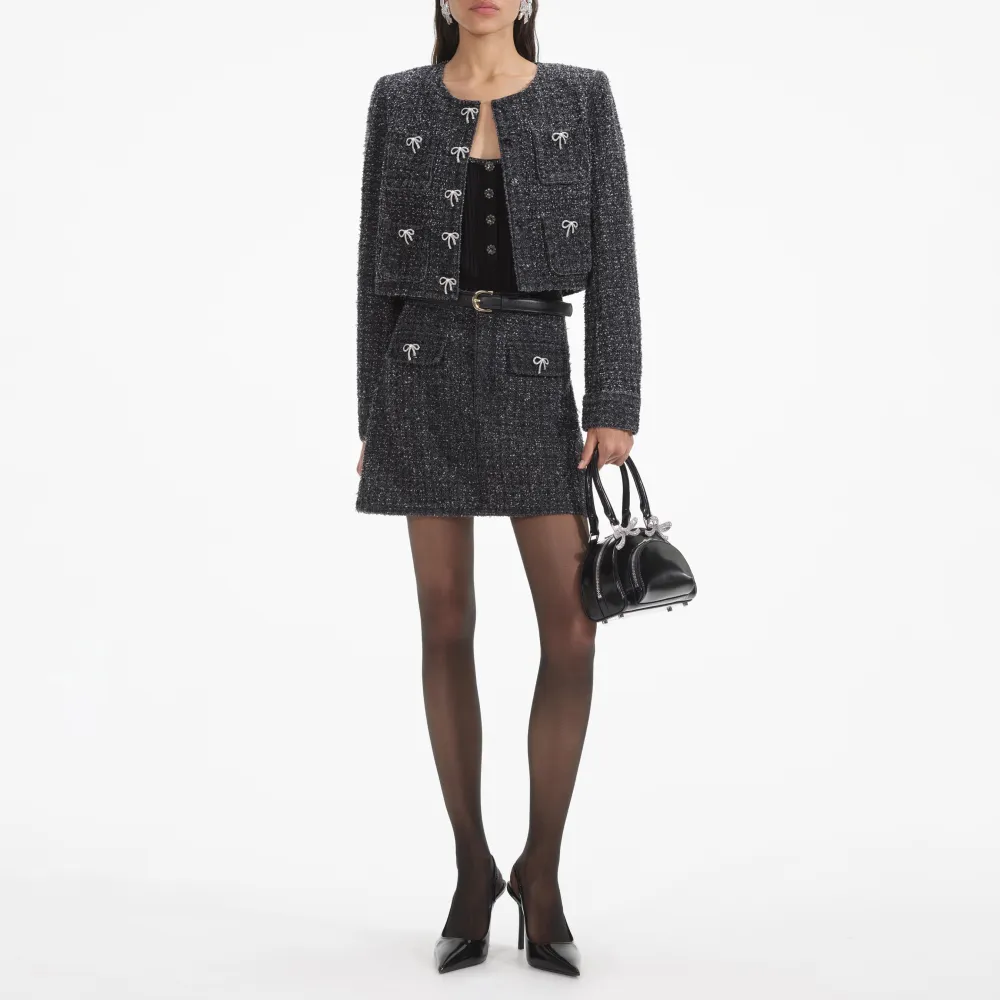 Black Textured Denim Jacket