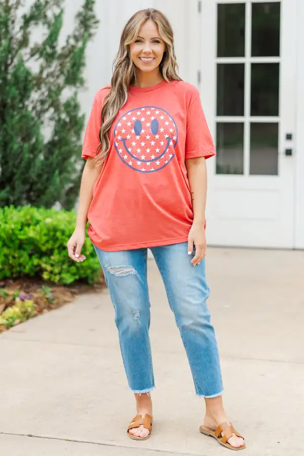 Happy In The Usa Tee, Red Triblend