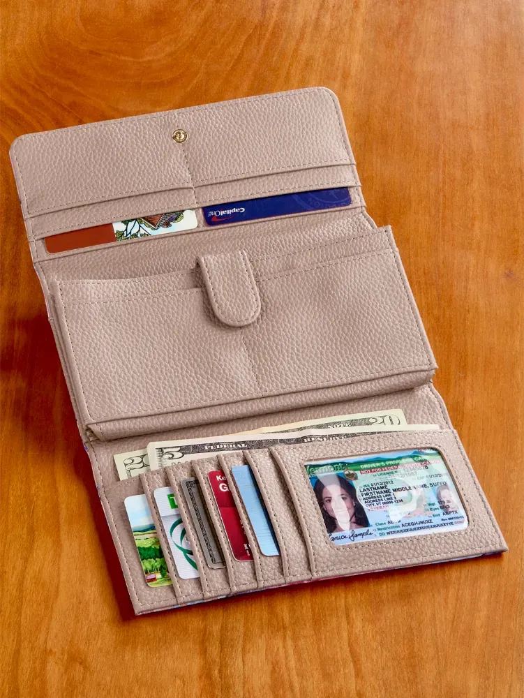 Watercolor Floral RFID-Blocking Clutch Wallet
