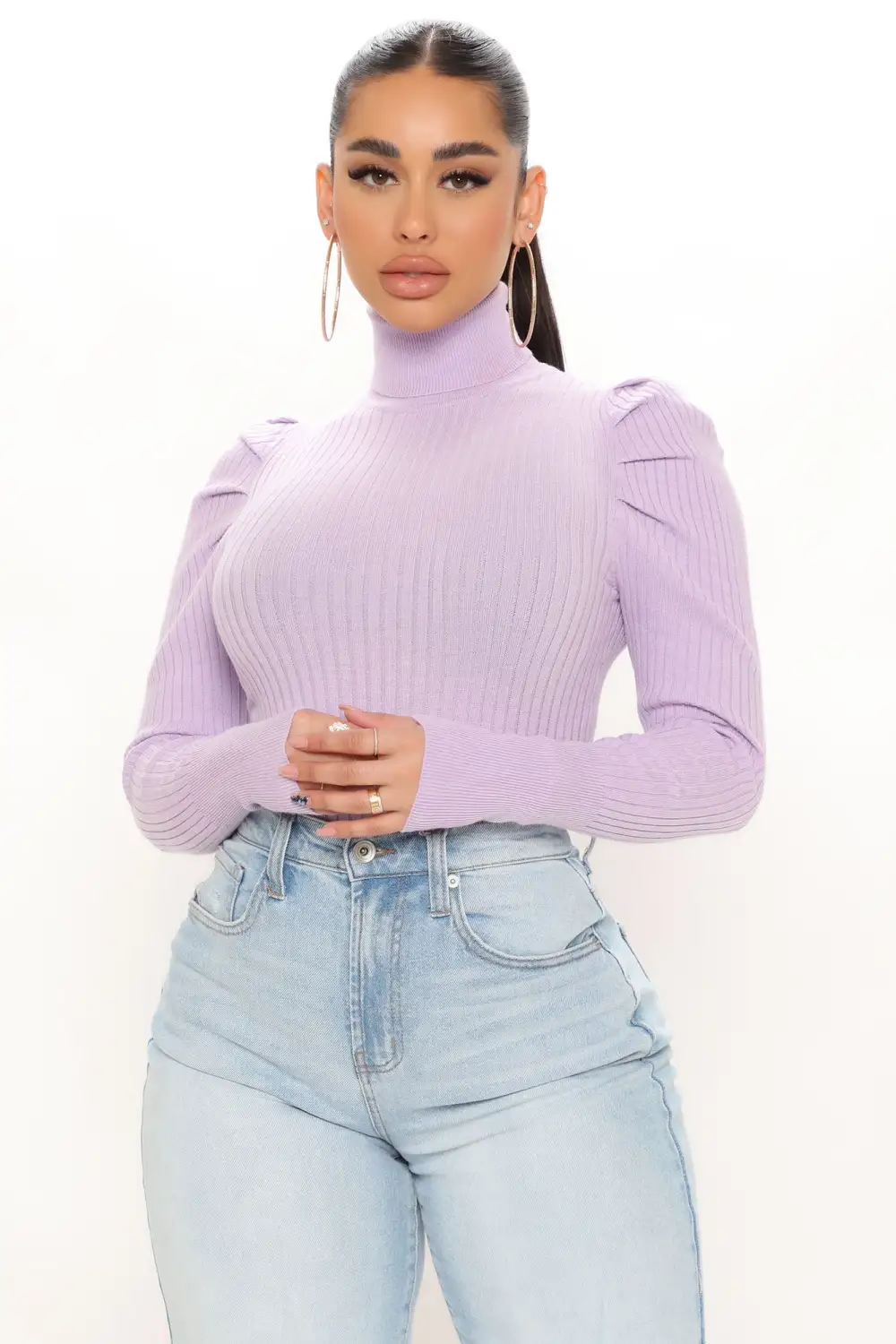 Get On With It Turtleneck Sweater - Lavender