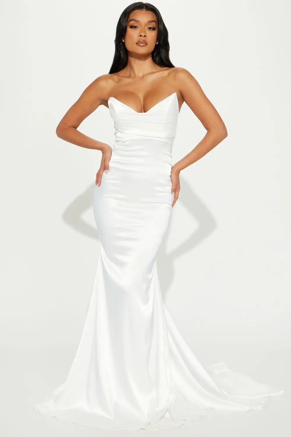 Naomi Satin Maxi Gown - White