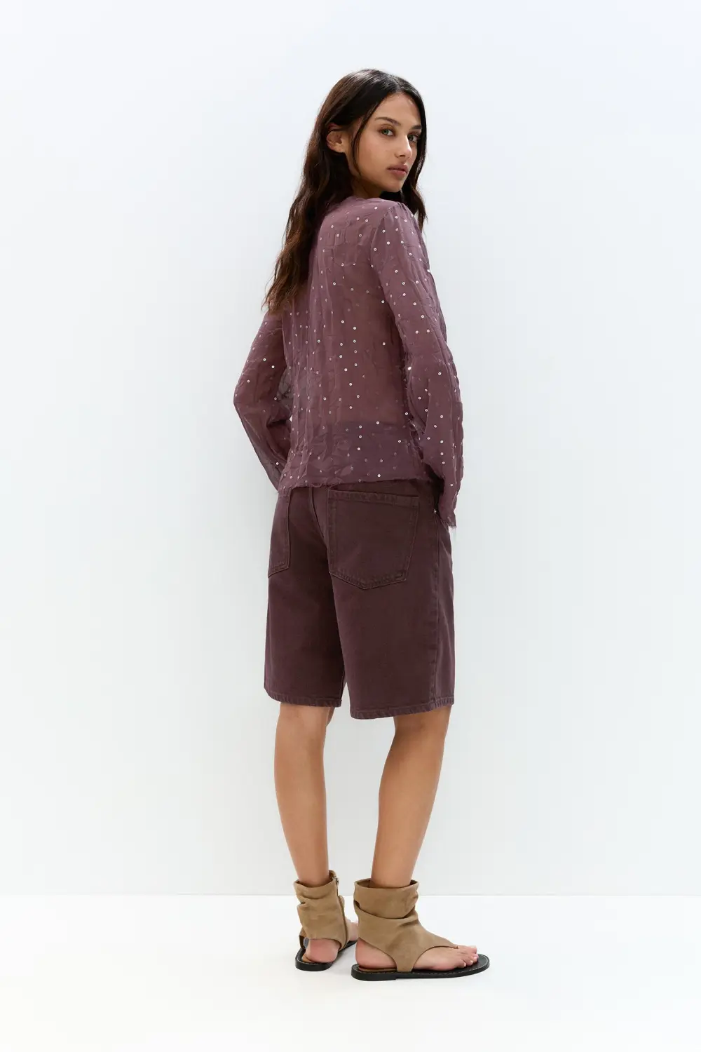 Sequined tulle blouse
