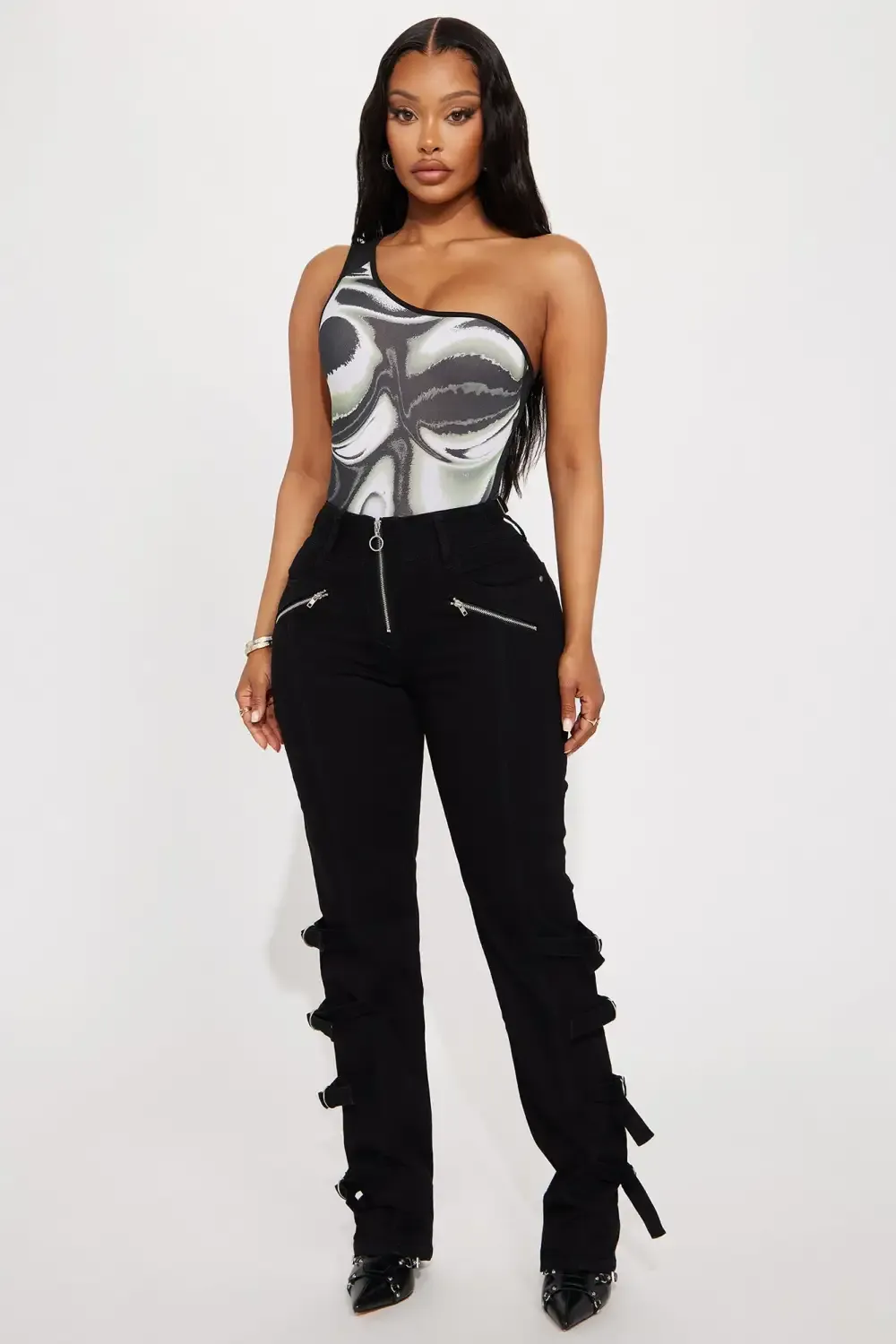 Before Dawn Moto Straight Leg Jeans - Black