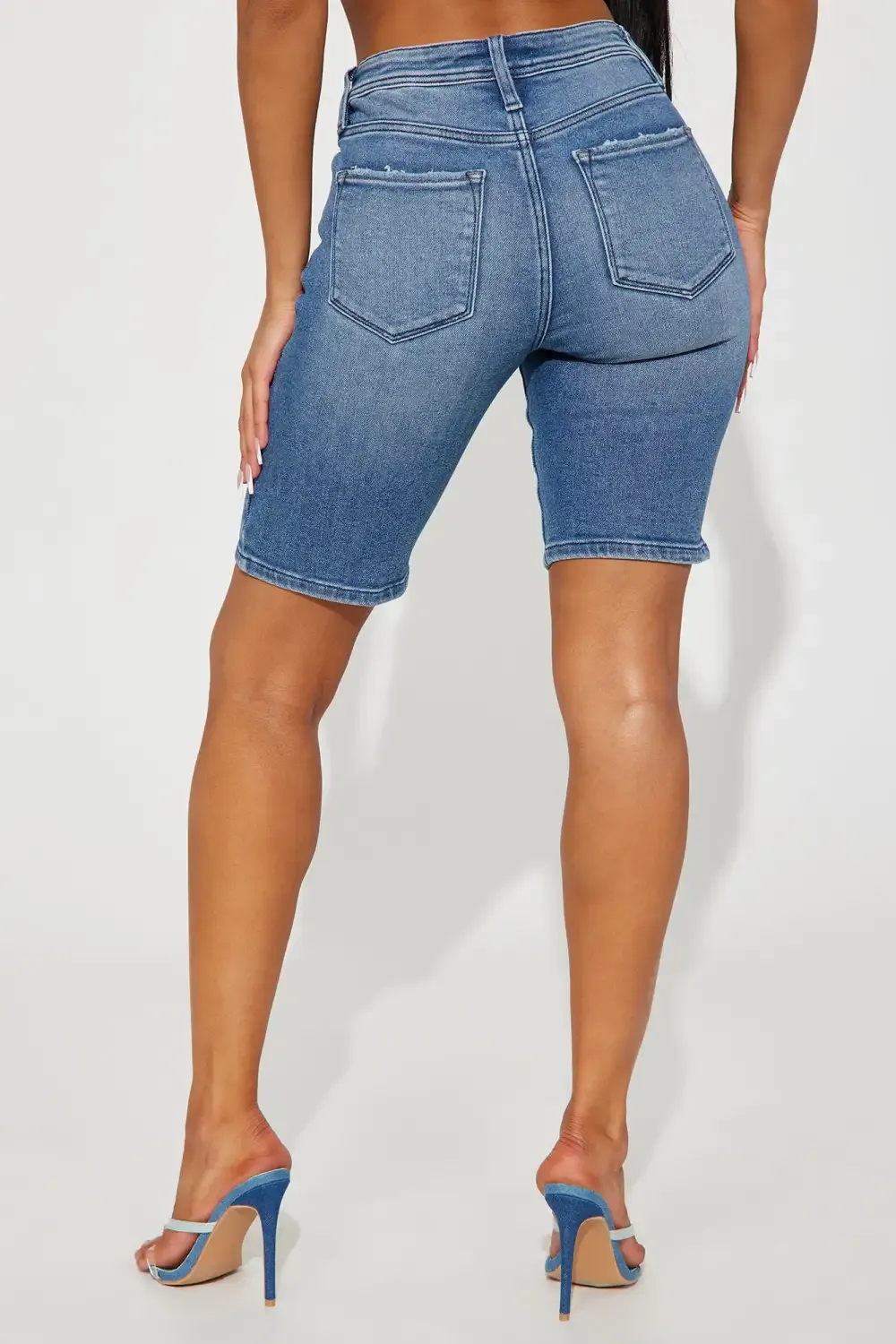 Coming Back For You Stretch Denim Bermuda Shorts - Medium Wash