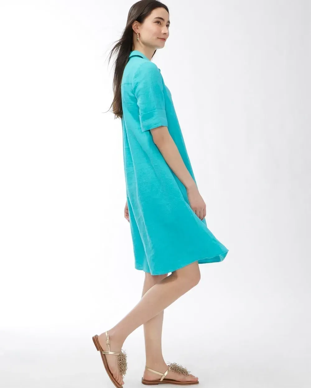 Linen Popover Dress Azalea Cherry