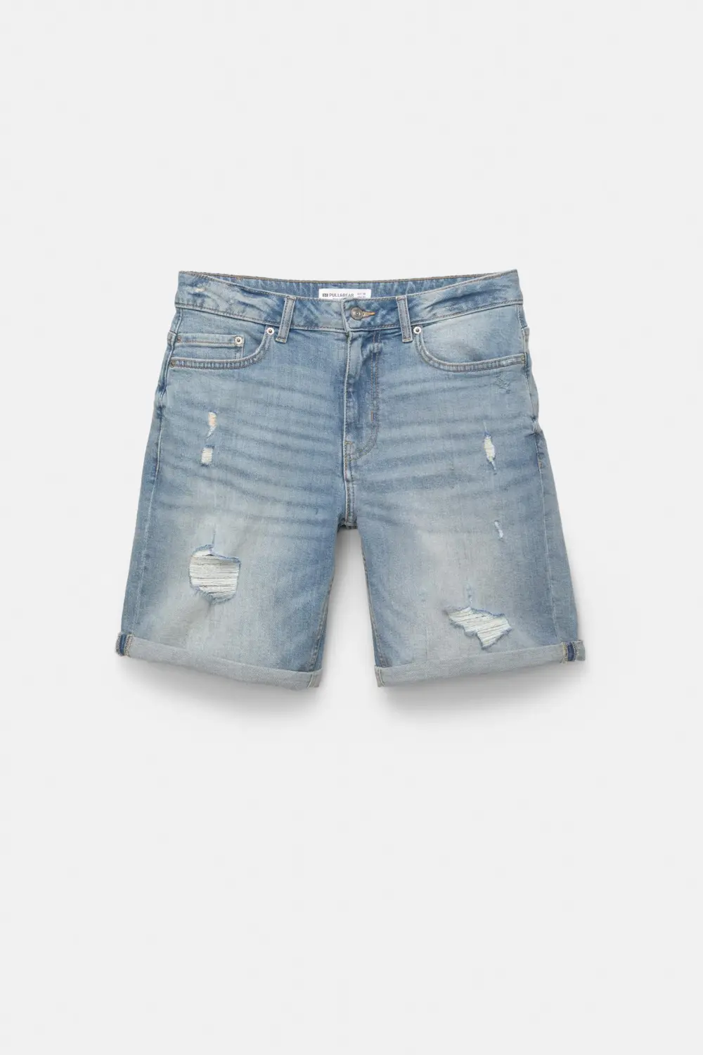 Ripped denim Bermuda shorts