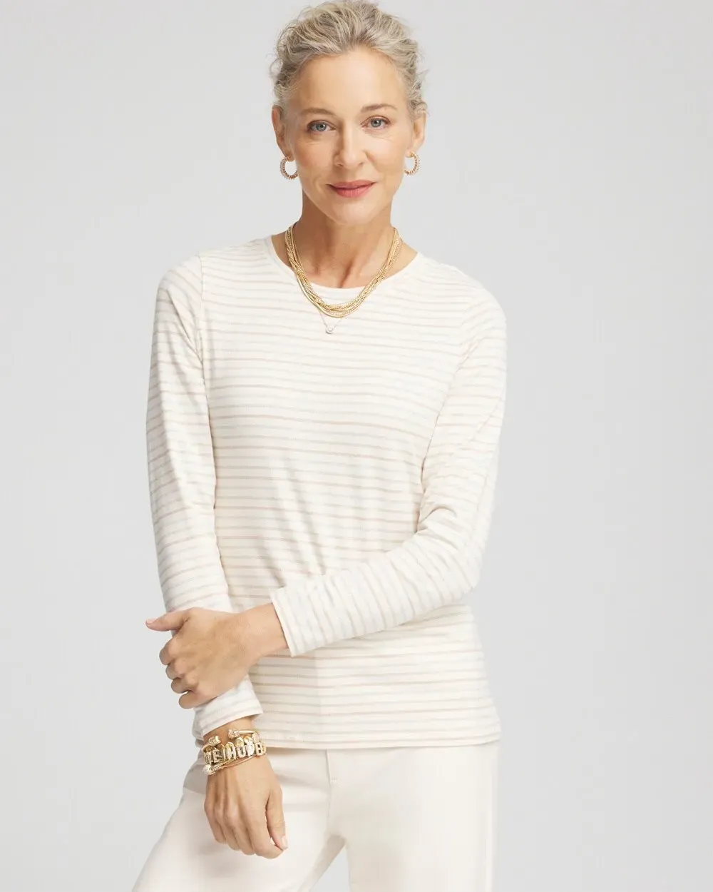 Touch of CoolTM Shine Stripes Layering Tee