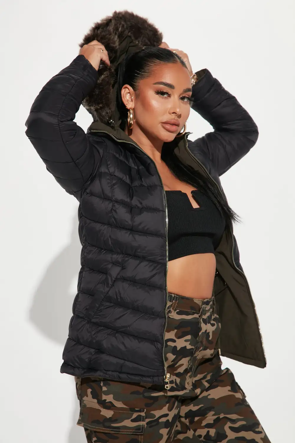 Inside Out Reversible Jacket - Olive/combo