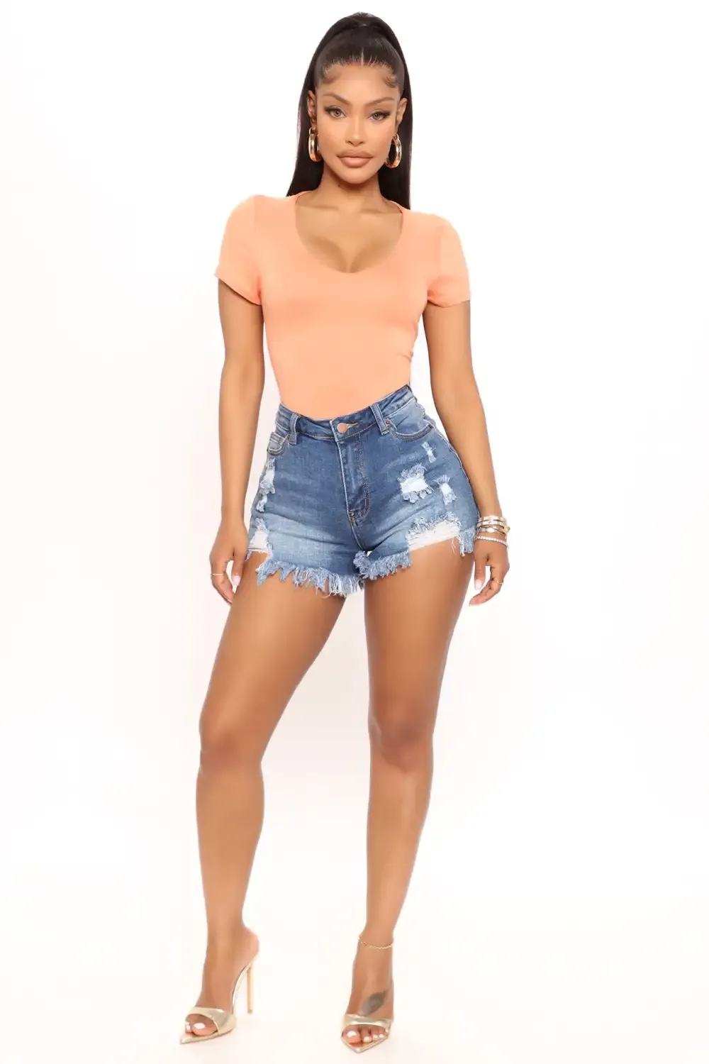Such A Tease Denim Shorts - Medium Blue Wash