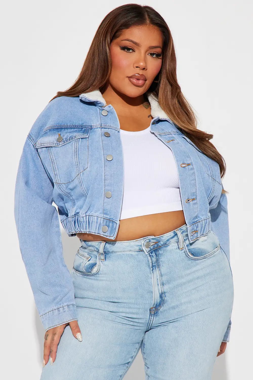 Flip The Script Denim Bomber Jacket - Medium Wash