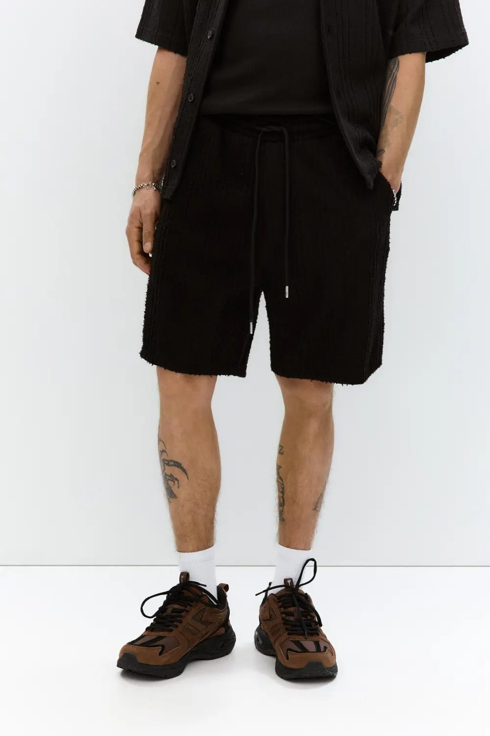 Waffle-knit Bermuda sweatpant shorts