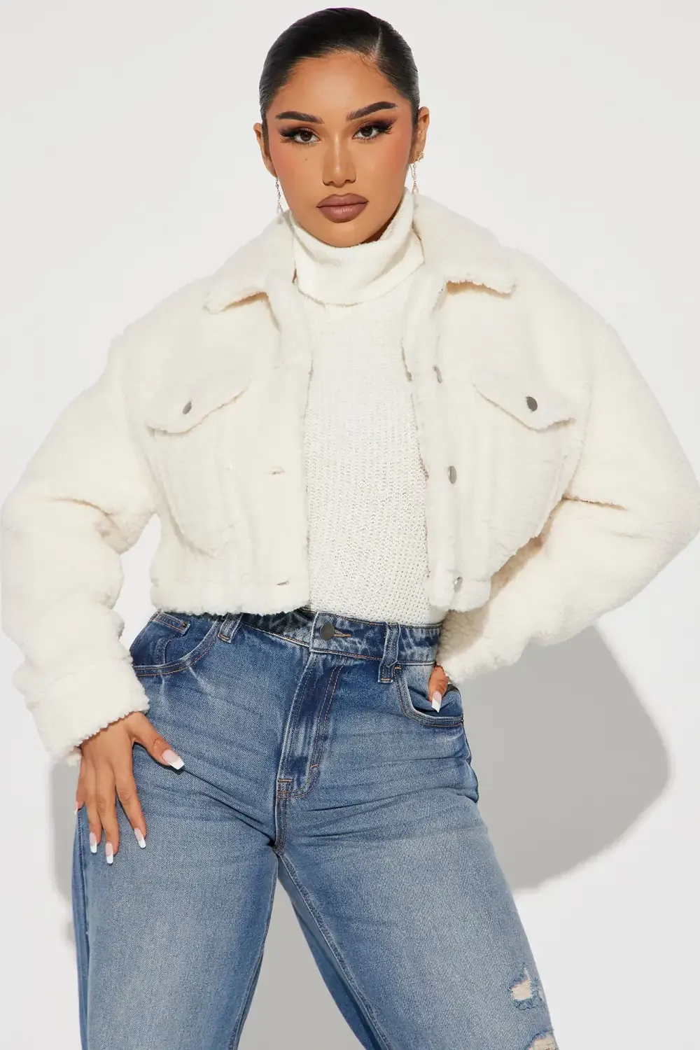 Pick Me Up Sherpa Jacket - Ivory
