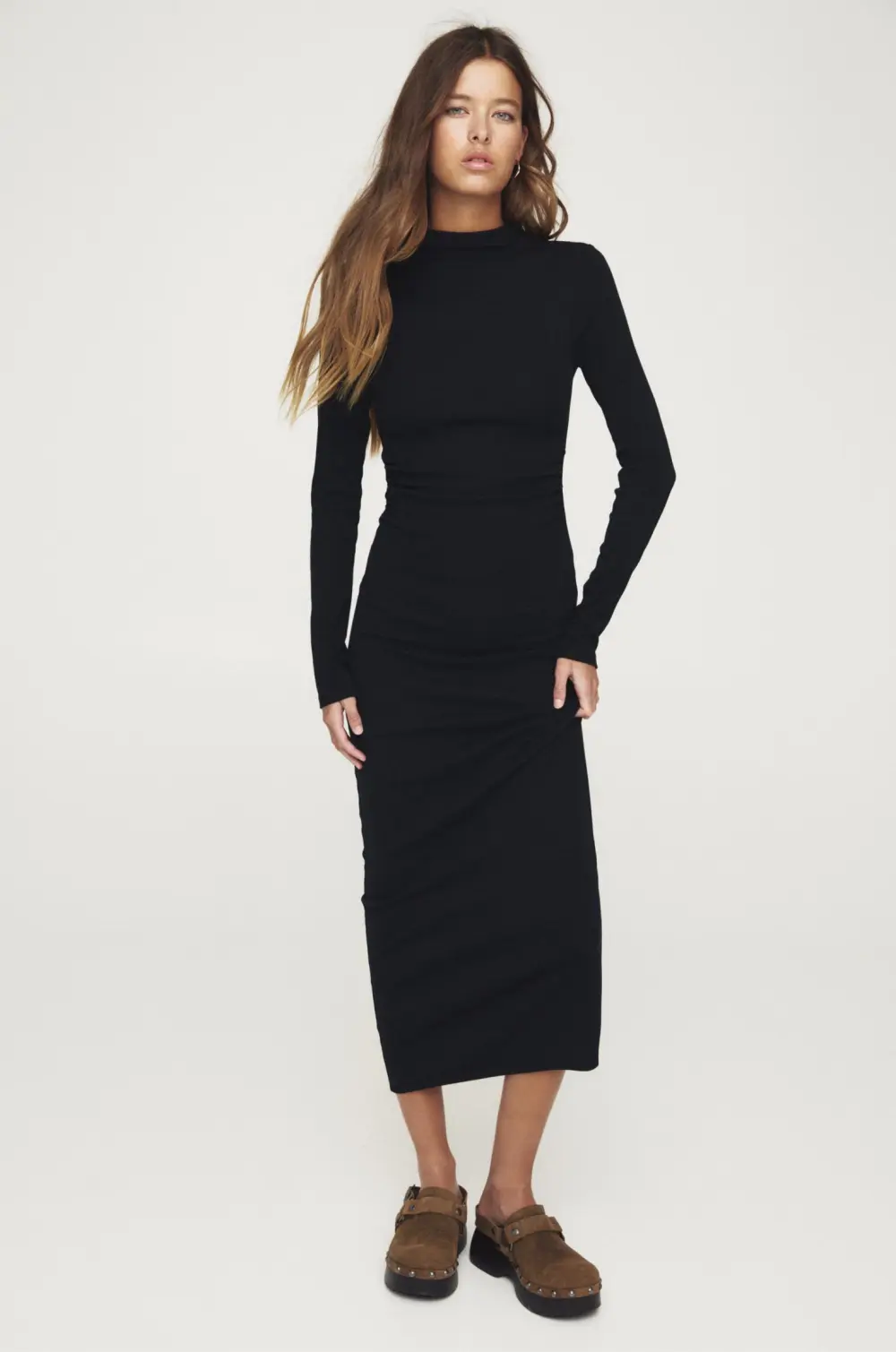 Vestido midi manga larga