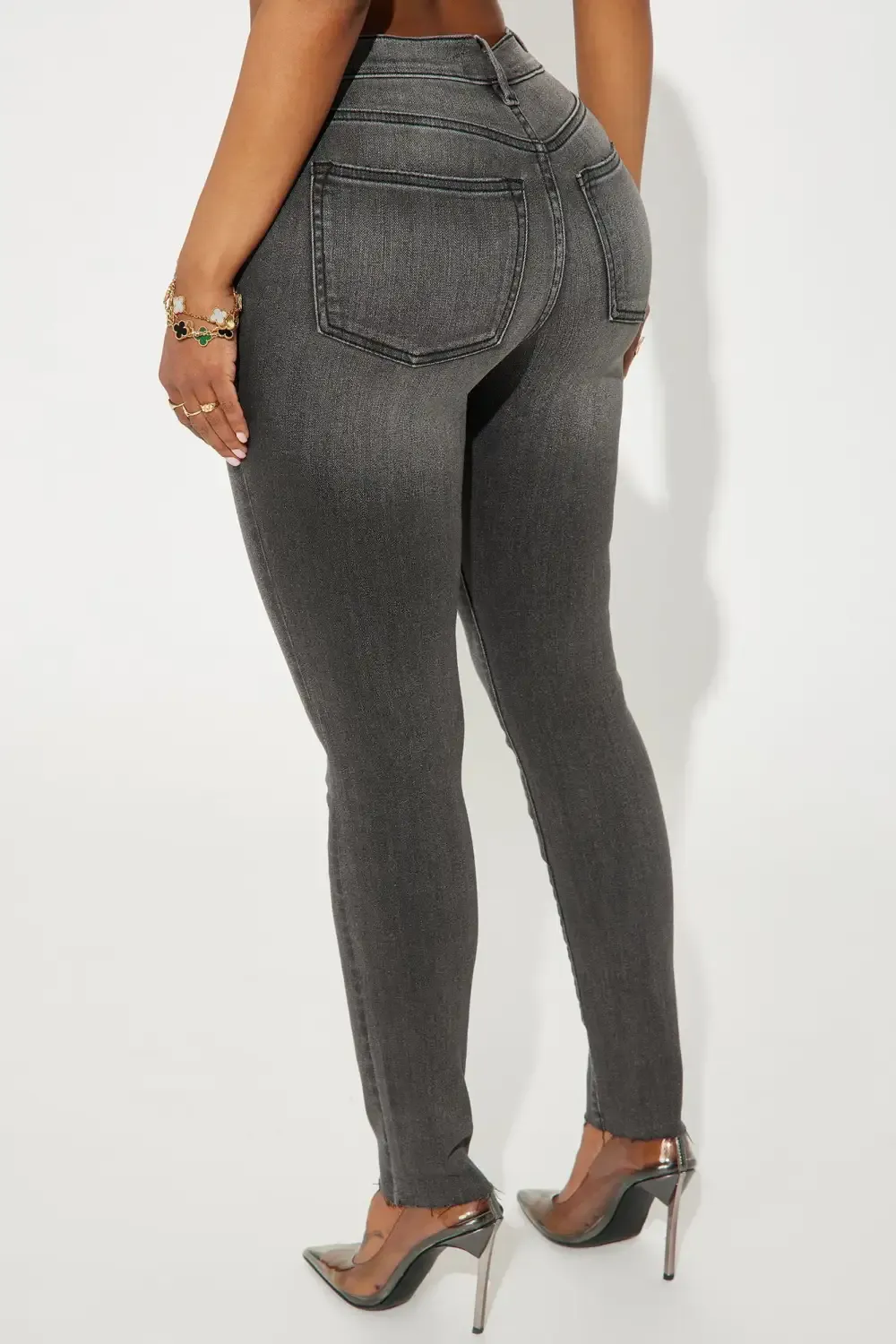 Here Again Stretch Skinny Jeans - Grey