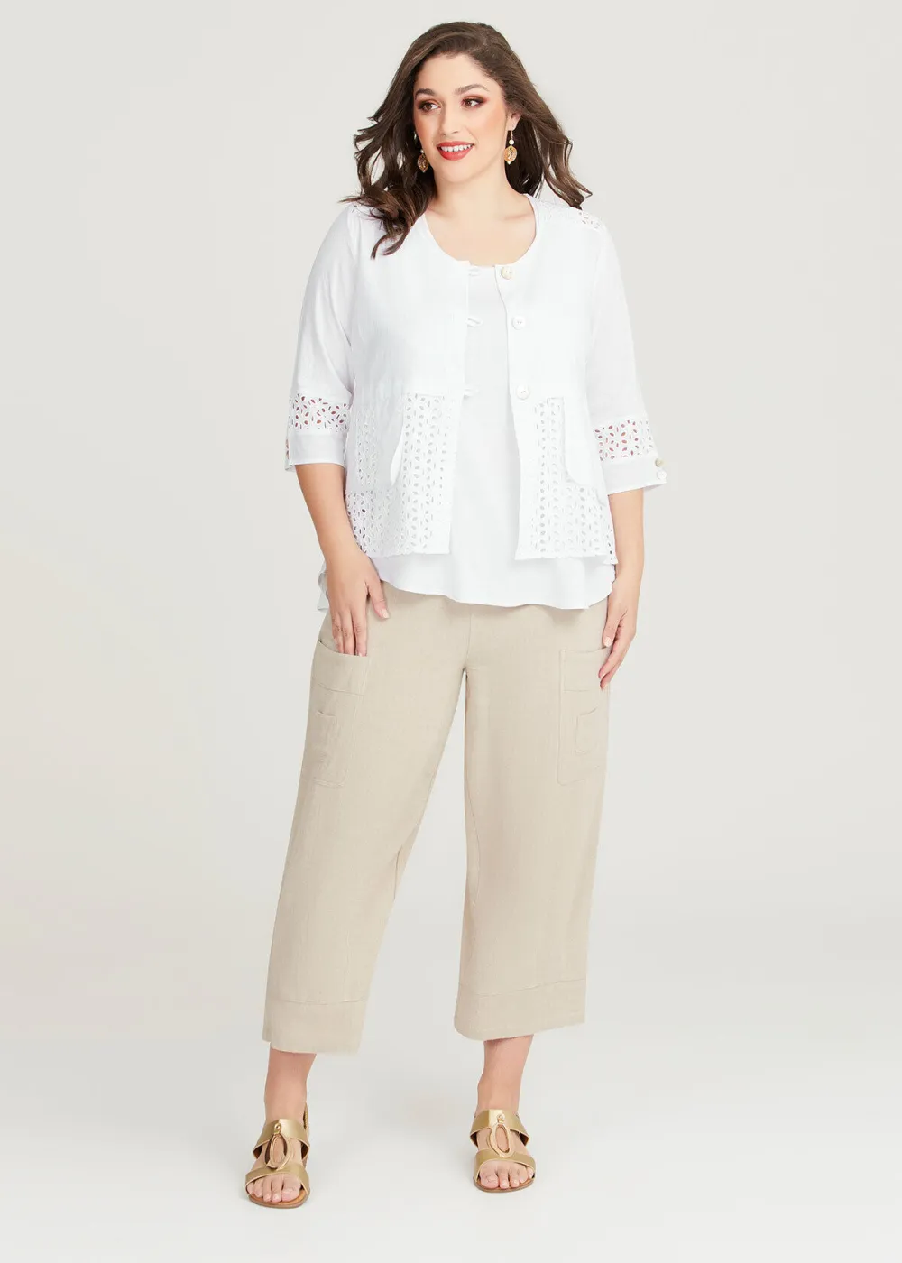 Linen Blend & Broderie Jacket