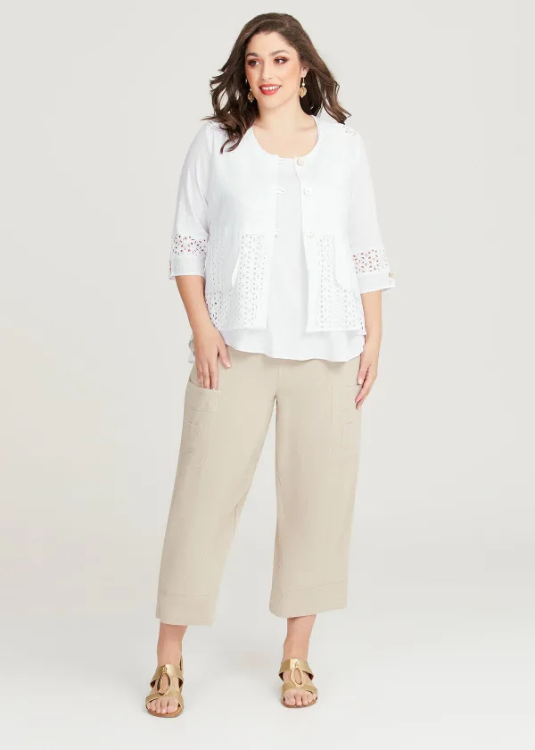 Linen Blend & Broderie Jacket