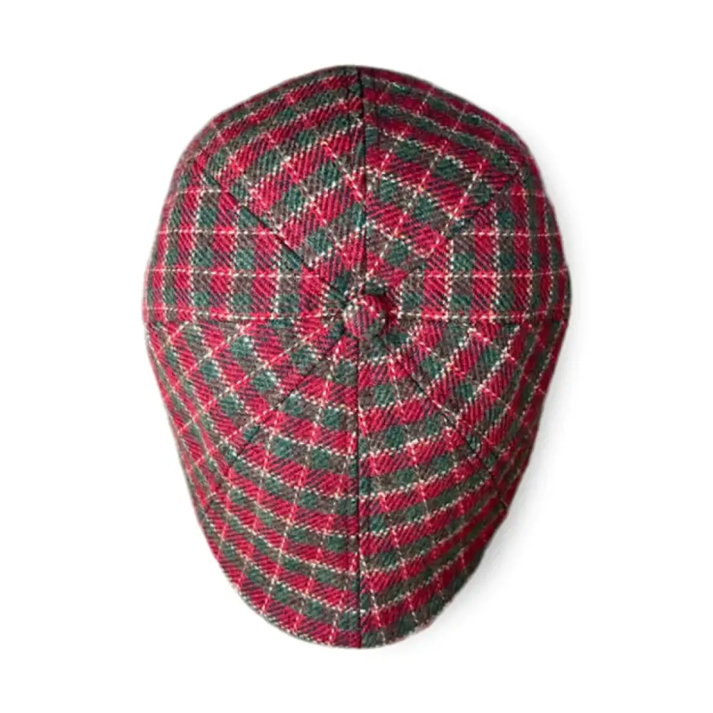 The Wonderland Boston Scally Cap - Red & Green Plaid