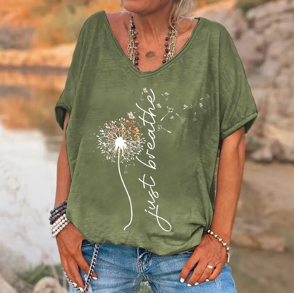 Custompupshirt Just Breathe Printed Women's T-shirt
