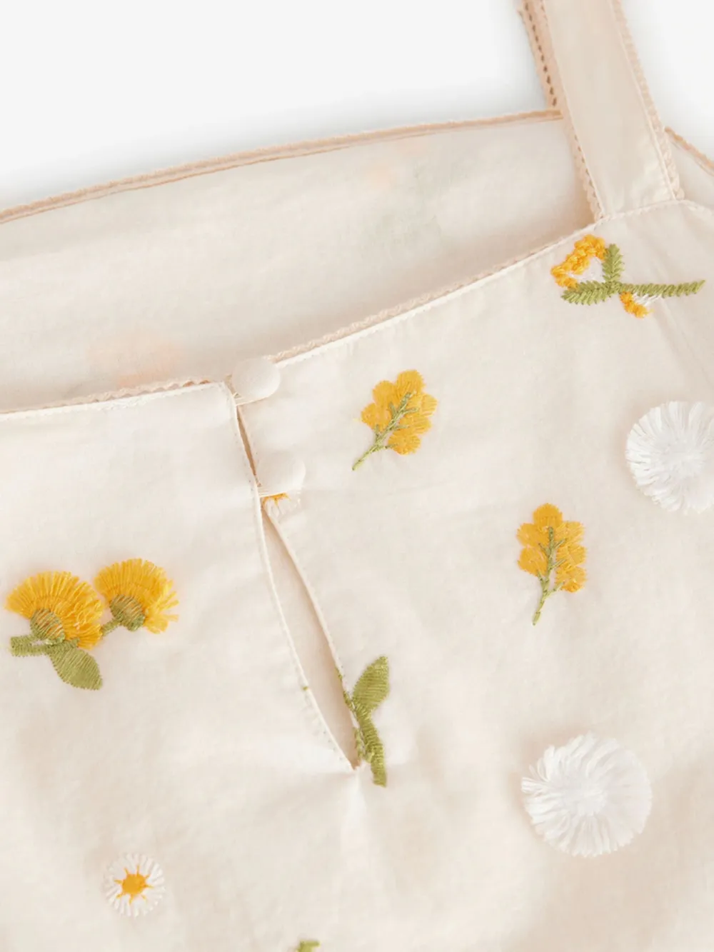 Gentle Yellow Floral Embroidered Slim Dress
