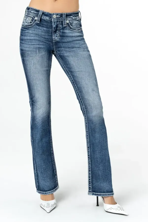 Pink and Blue Hues Bootcut Jeans