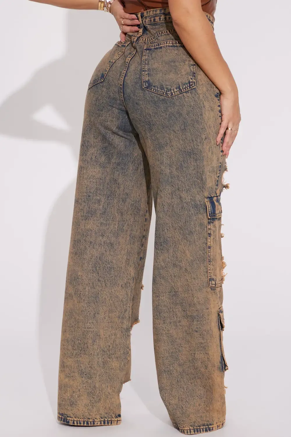 Riley Ripped Baggy Cargo Jean - Copper