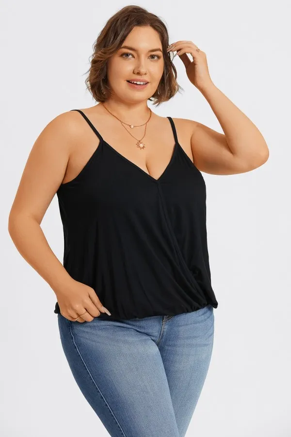 Black V-Neck Sleeveless Plus Size Cami Top