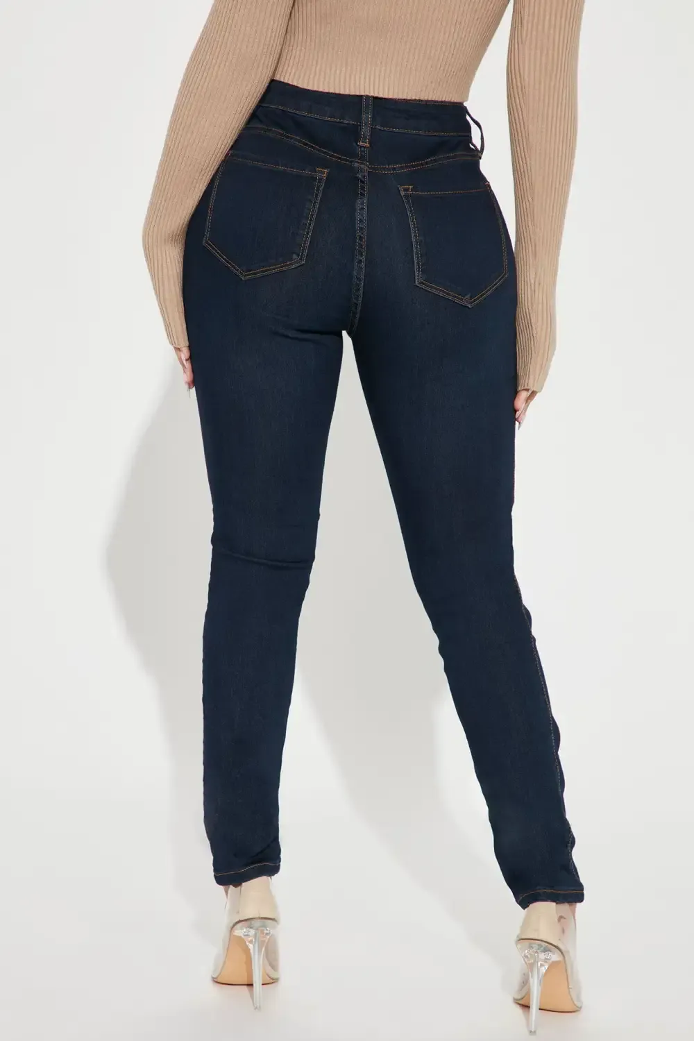 Petite Classic Mid Rise Skinny Jeans - Dark Denim