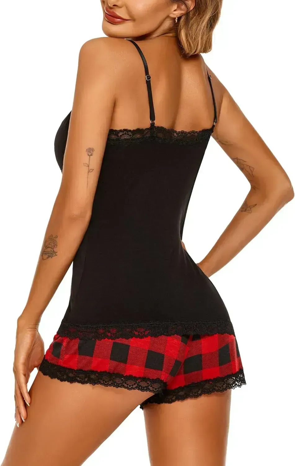 Women Cami Pajama Set Modal Sleepwear Lace Trim Short PJ Set with Shorts
