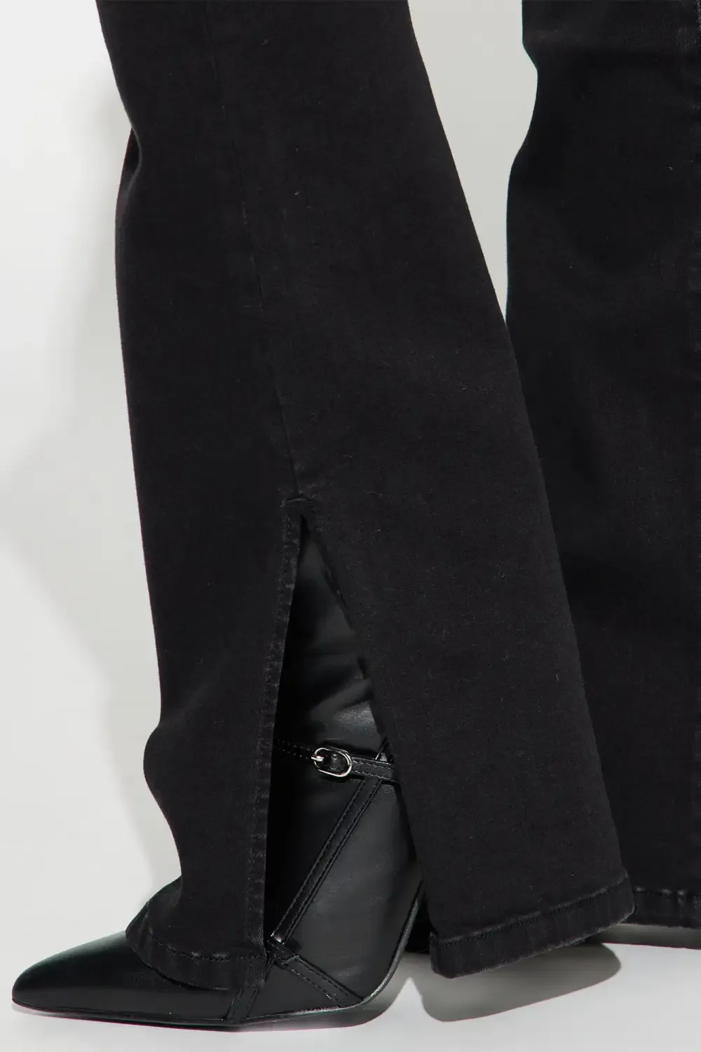 Take Over Stretch Split Hem Bootcut Jeans - Black Wash