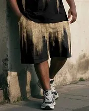 Big & Tall Men's Gradient Print Vest and Shorts Suit