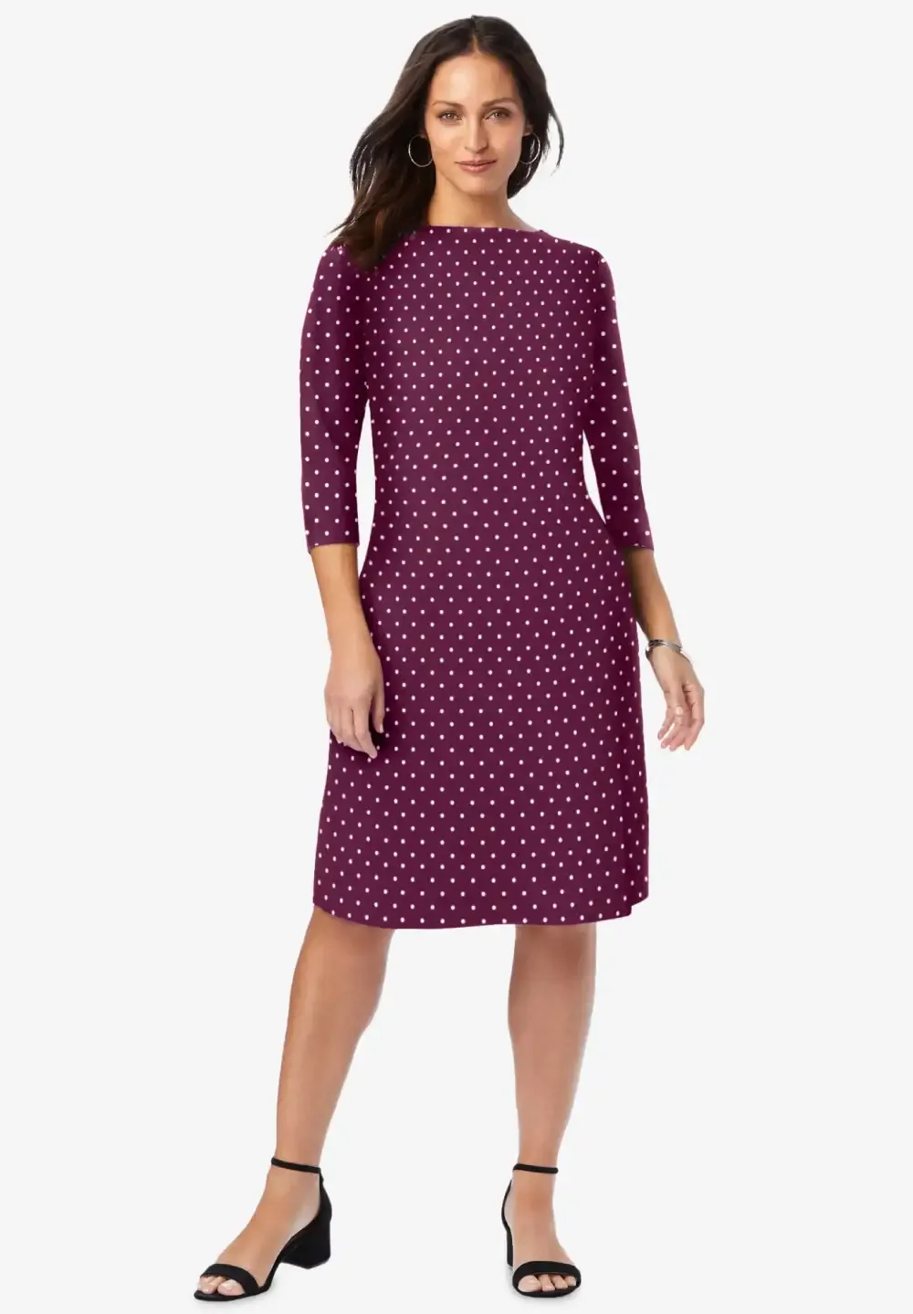 Stretch Cotton Boatneck Shift Dress