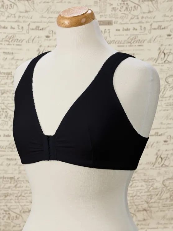 Cotton Knit Front-Closure Wireless Leisure Bra