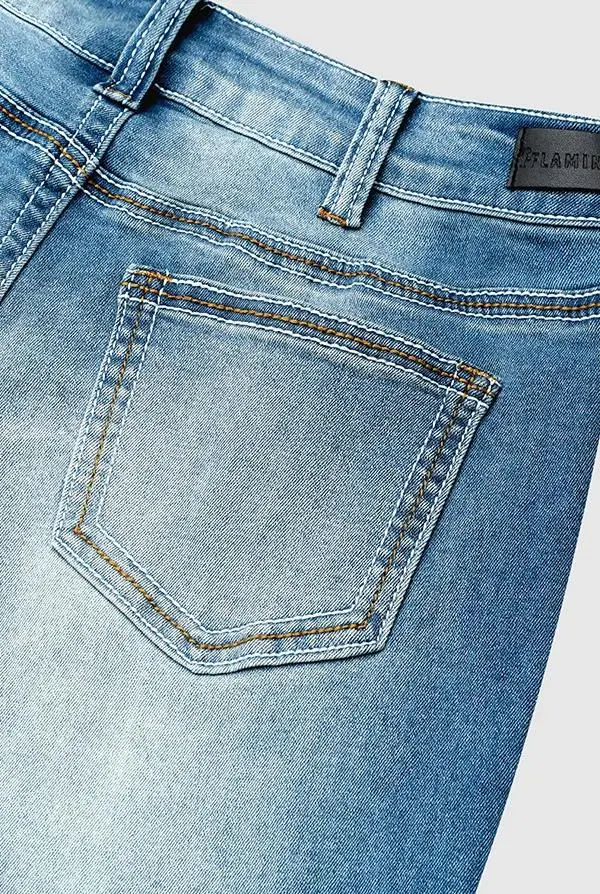 Washed Stretchy Split Hem Mid Rise Bootcut Jeans